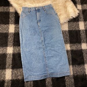 Vintage 80s lees denim long modest midi skirt 10